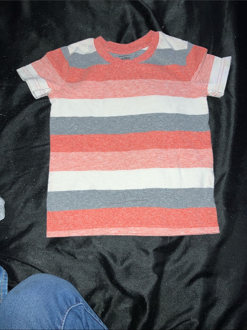jumping beans Red, White & Gray Striped Short Sleeve Tee